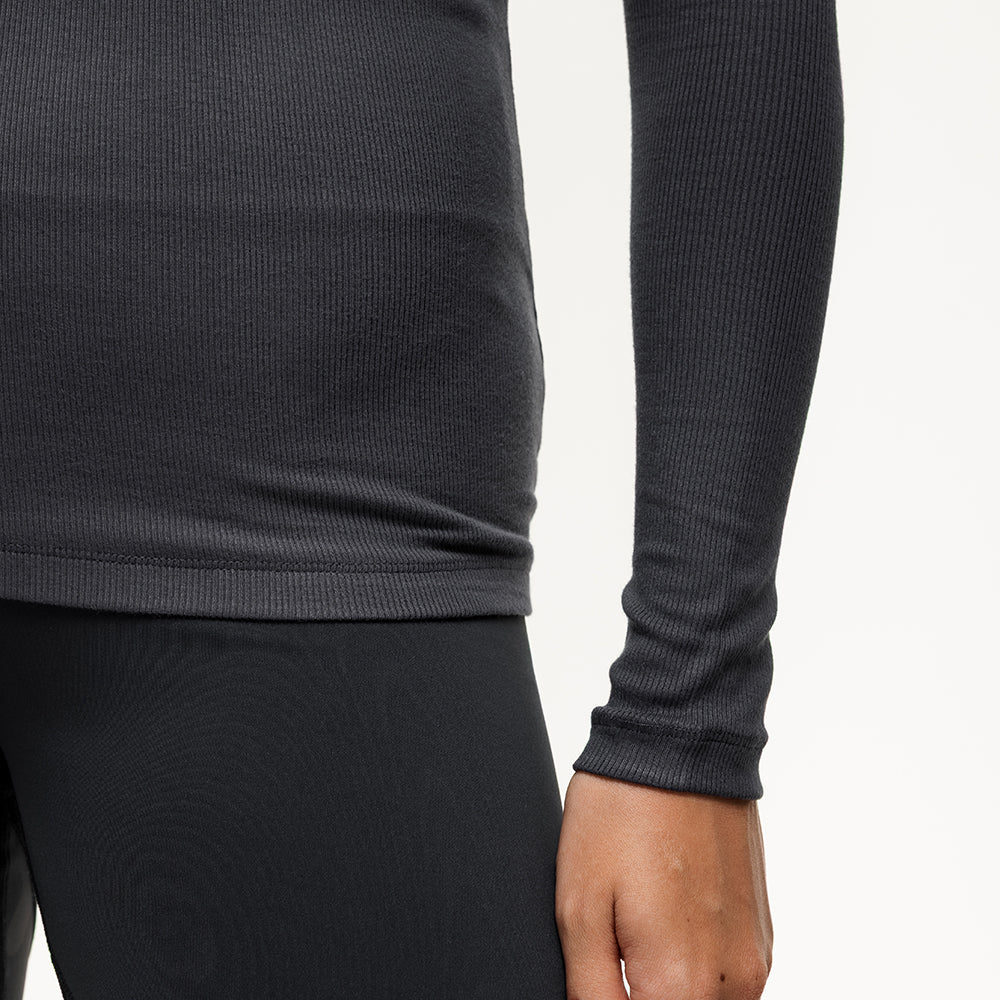 Long Sleeve Workout Tee - Washed Black