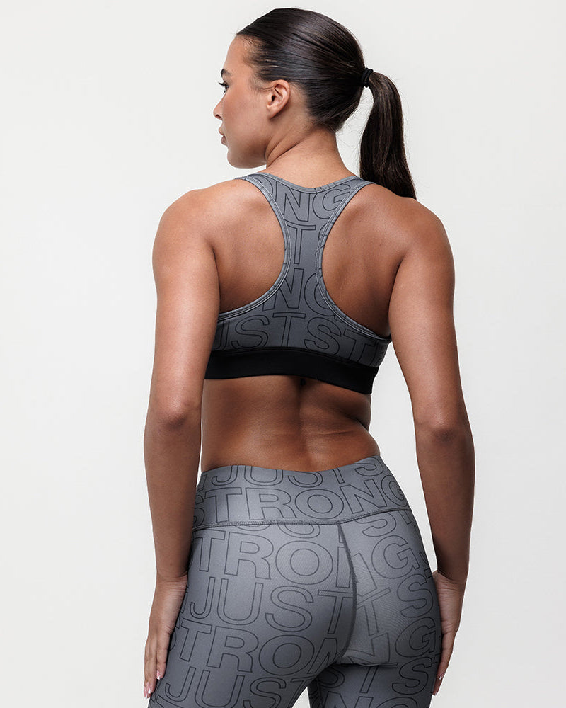 Printed Motion Light Support Bra - Slate/Black