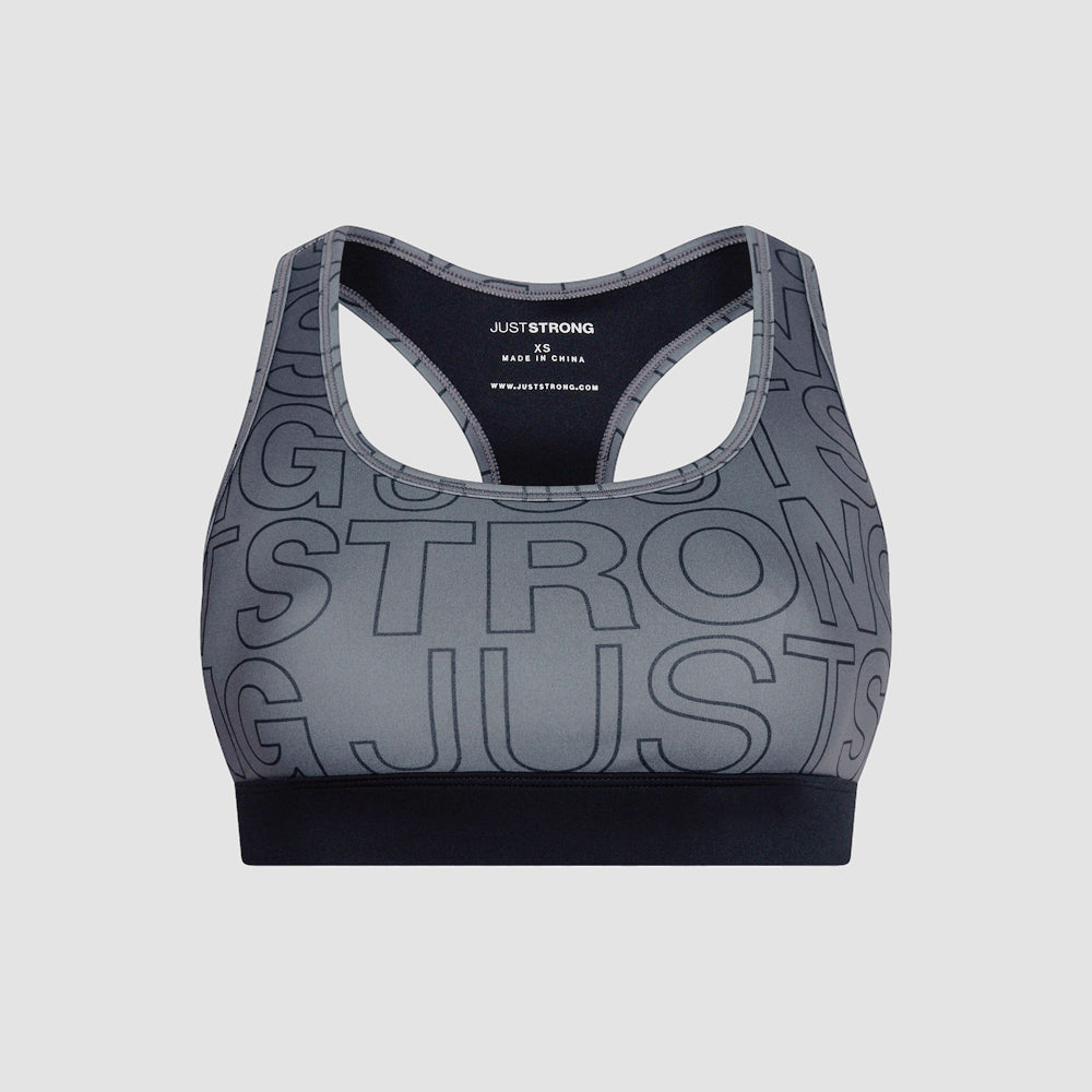 Printed Motion Light Support Bra - Slate/Black