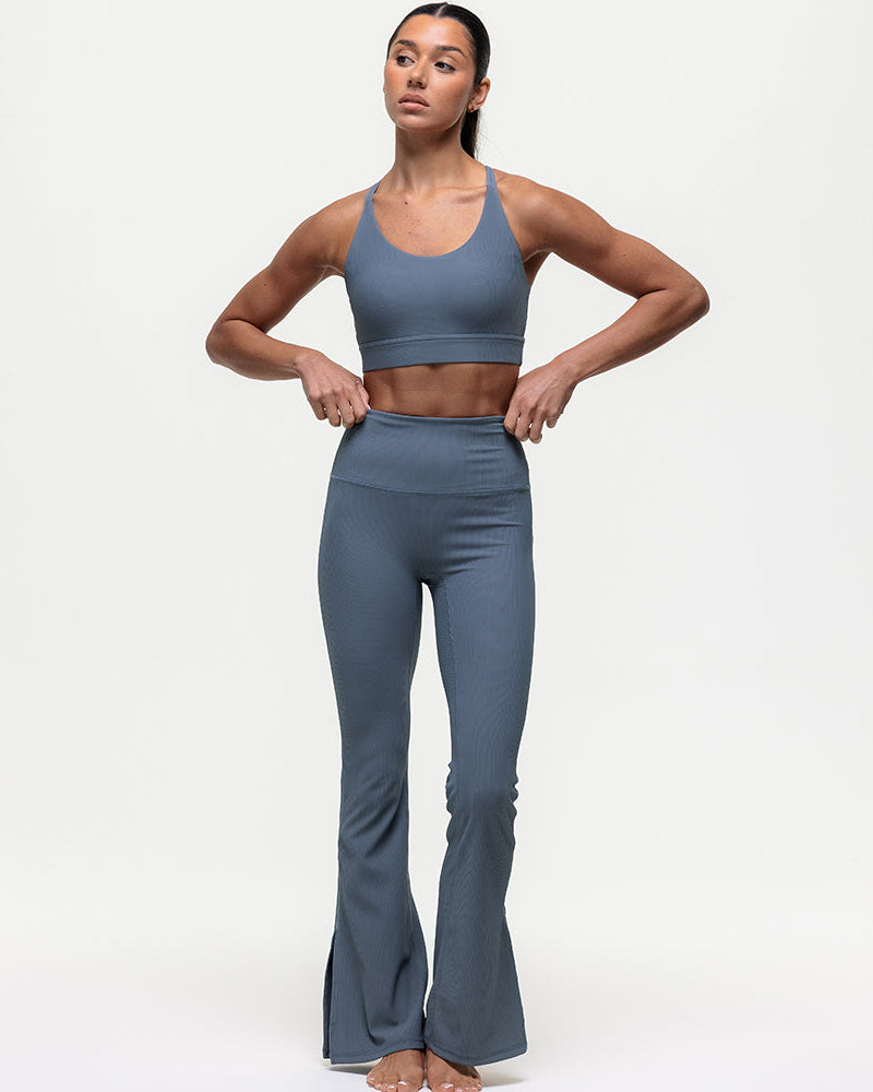 Maya Ribbed Flare Leggings - Graphite