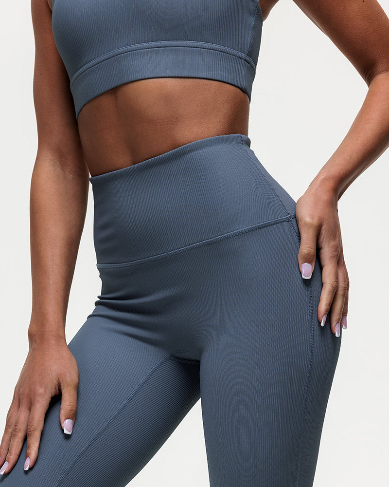 Maya Ribbed Flare Leggings - Graphite