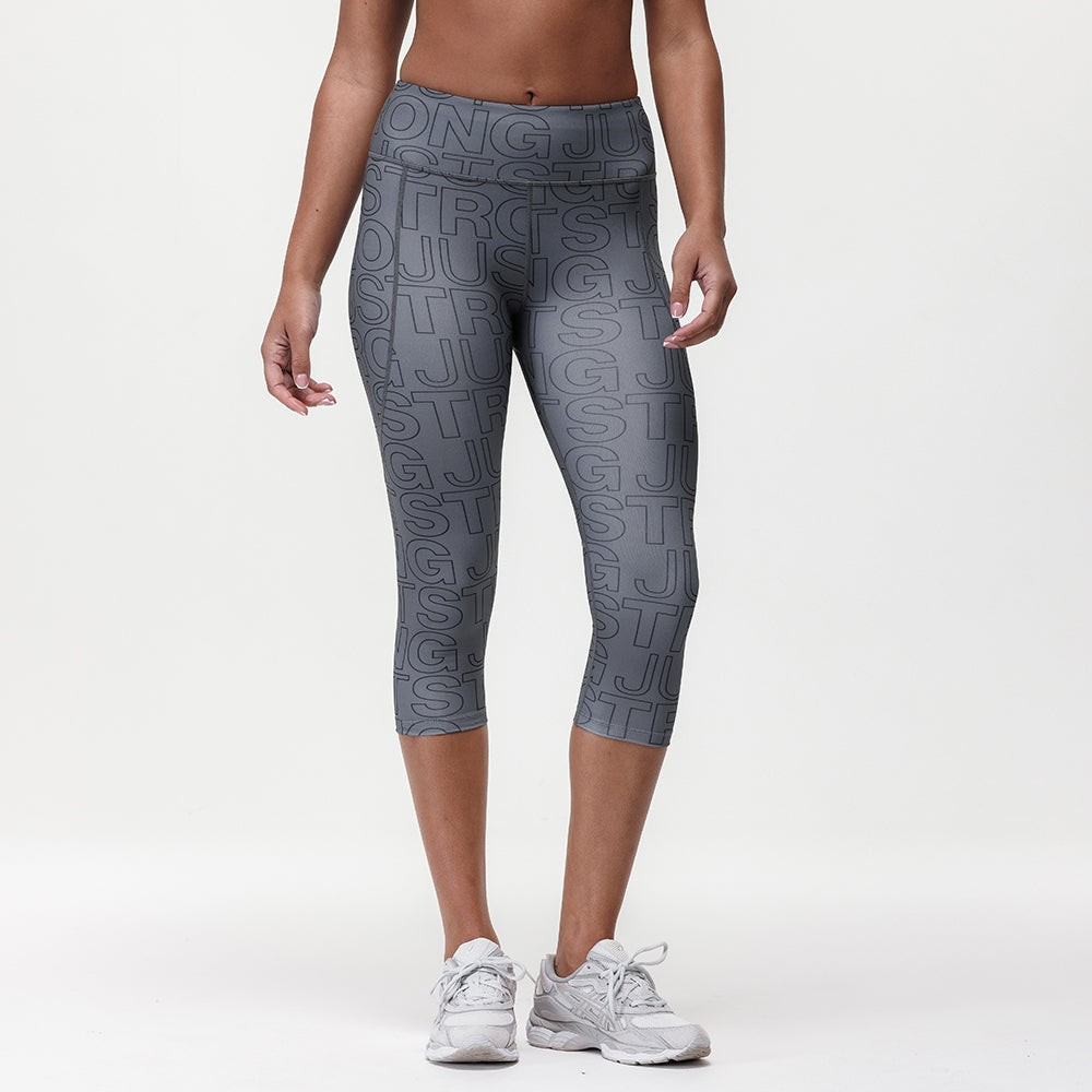 Printed Motion Capri Mid Rise Leggings - Slate/Black